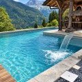 Piscine alpine et cascade en inox